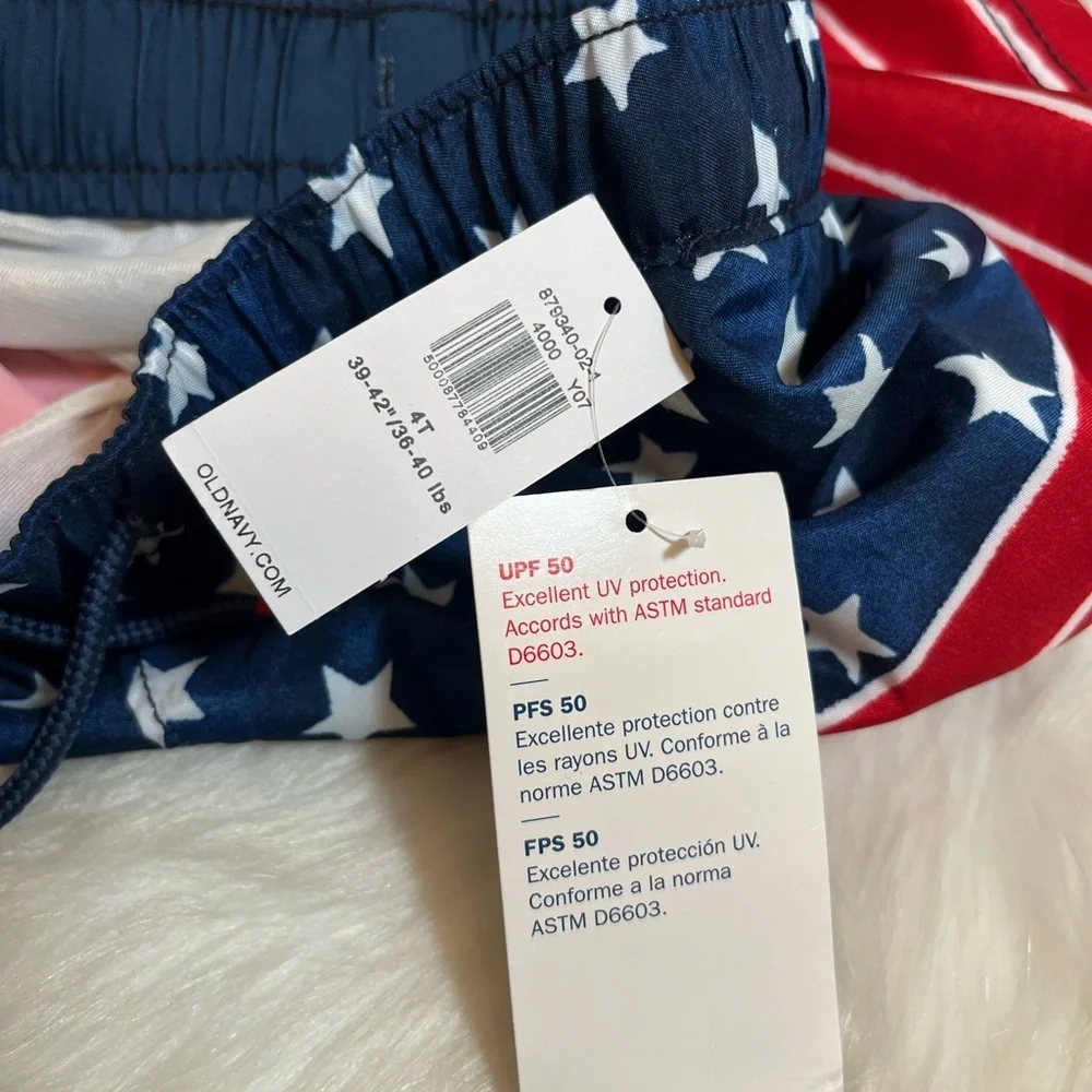 NWT Old Navy Stars Stripes Patriotic Summer Beach Swim Trunks